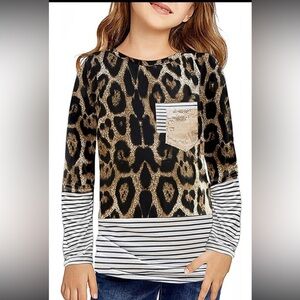 Girls Casual Long Sleeve Color Block Pullover Top Size XL (10-11)  NEW